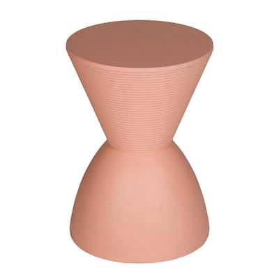 12 in. Pink Round Plastic End Table with Pedestal Base