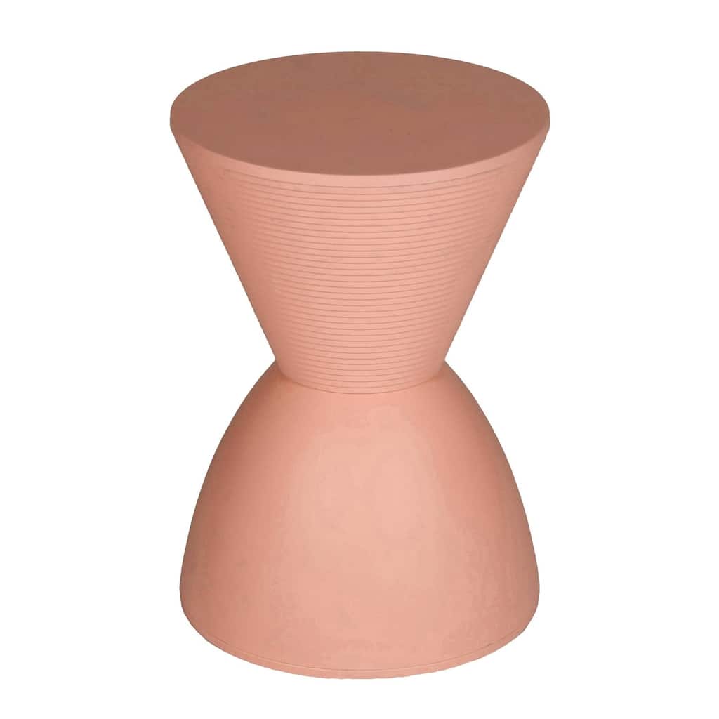 12 in. Pink Round Plastic End Table with Pedestal Base