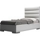Prince Twin Bed in White Eco Leather - Overstock - 33465492
