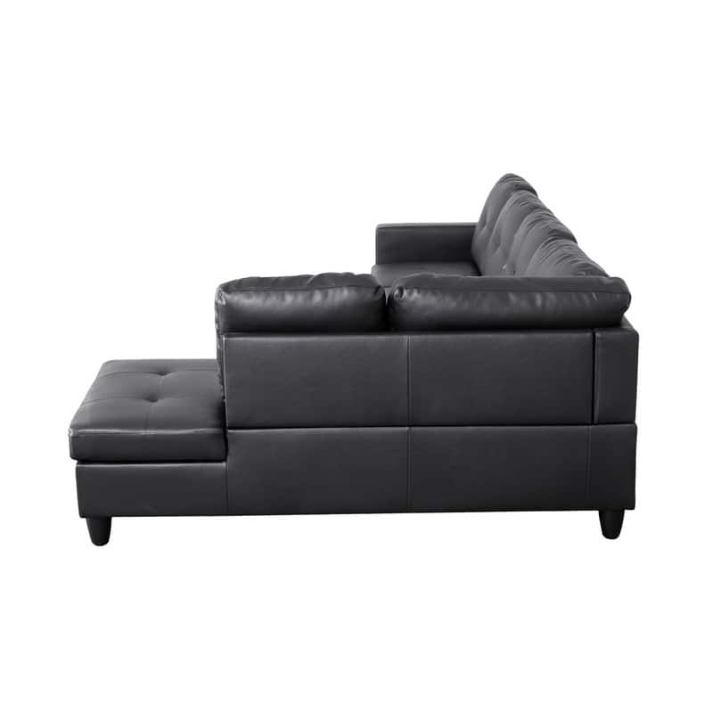Sleek 3-Piece Black Faux Leather Couch Set, Modern Elegance for Your Living Room