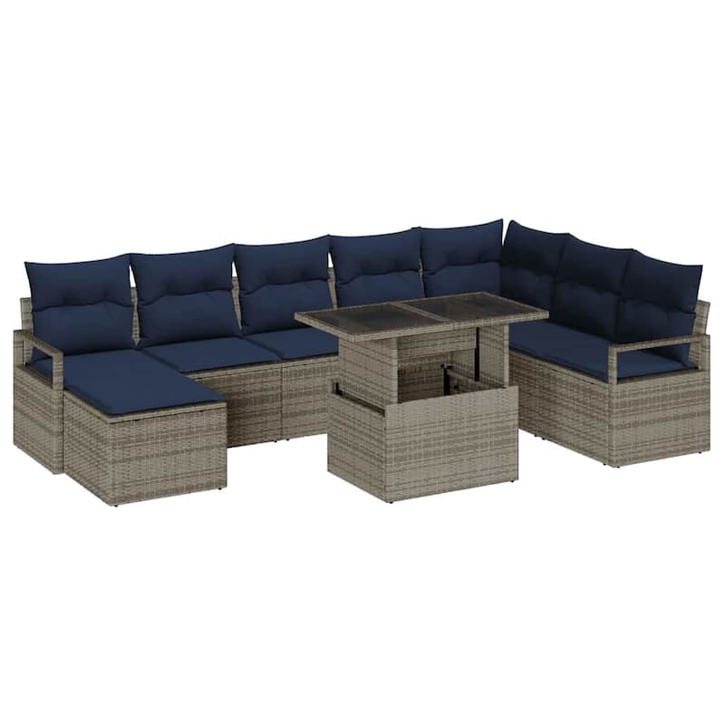 vidaXL 9 Piece Garden Sofa Set with Cushions - 113×69.7×27.2