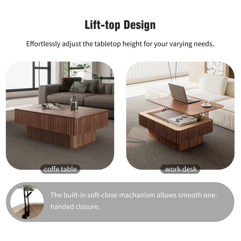 Modern Solid Wood Veneered Round/Oval/Rectangular Coffee Tea Table with Storage