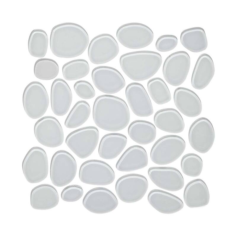 Cruz Bay Studio BG14 Glass Pebble - 12" x 12" Geometric Wall Tile - - Pure Silk Gloss - Pure Silk Gloss