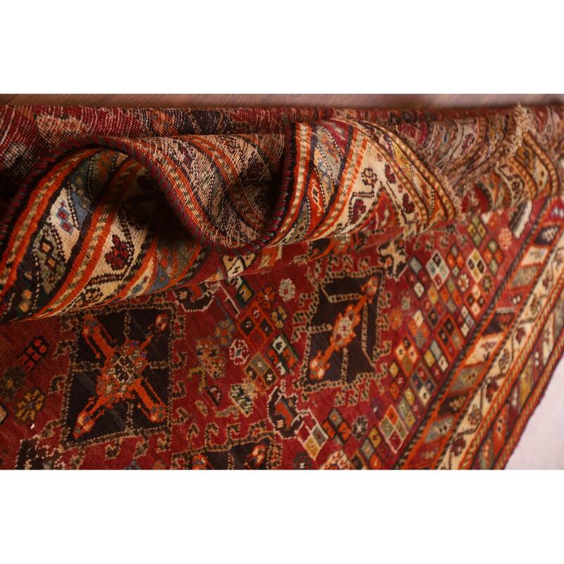 Hand Knotted Oriental 100% Wool Carpet Traditional Tribal Red Kashkoli Area Rug - 8' 2'' X 5' 4''