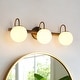 preview thumbnail 1 of 34, Aladari Modern Gold 3-Light Bathroom Vanity Lights Opal Glass Wall Sconces