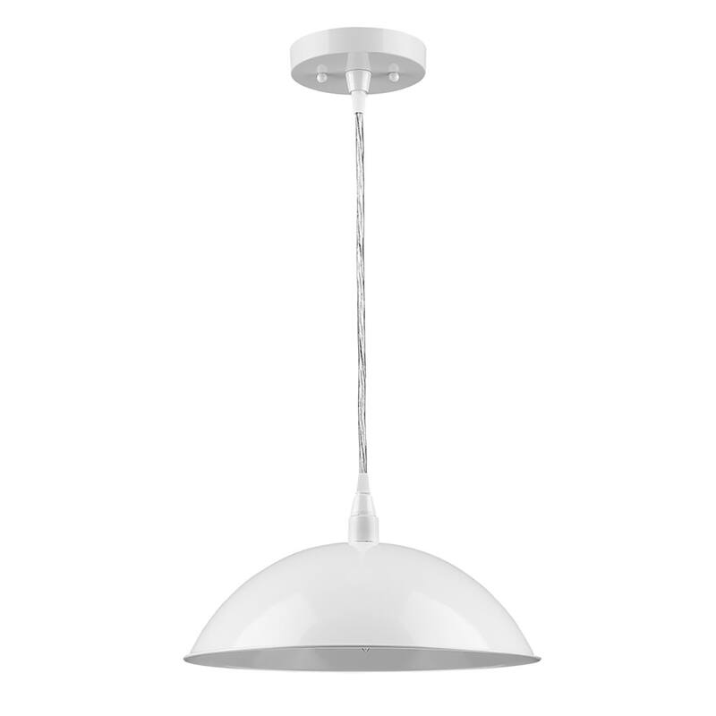 HomeRoots White Metal Hanging Light with Dome Shade - 12' X '5.5' X '12