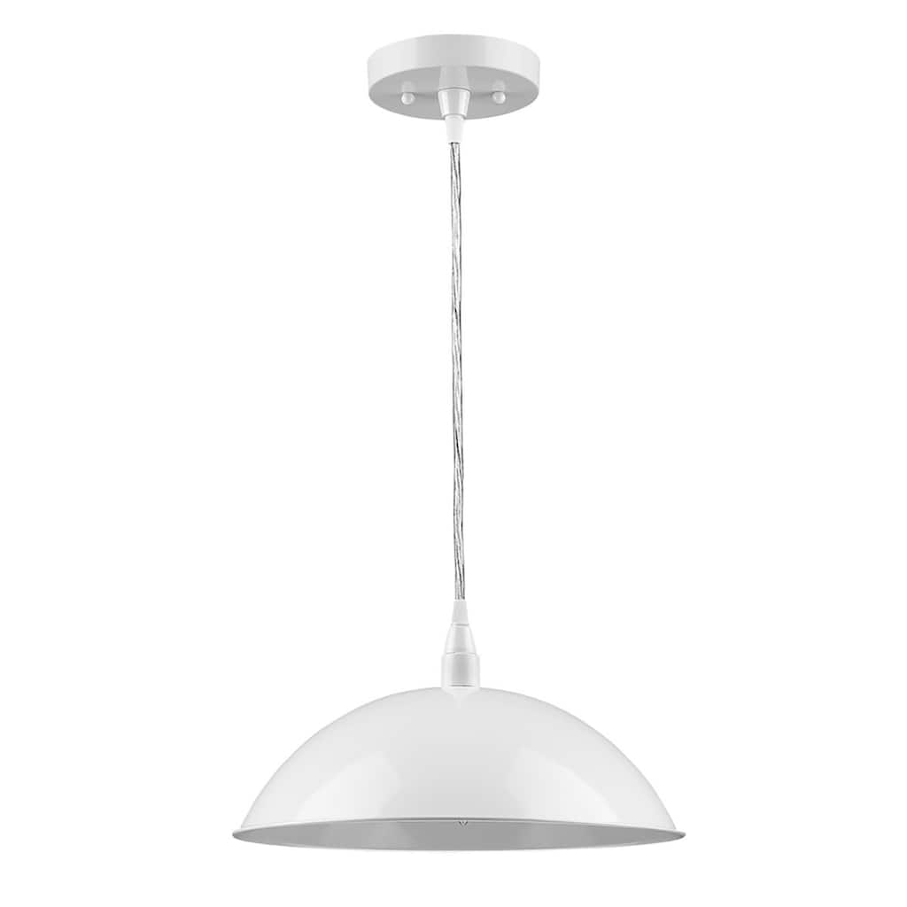 HomeRoots White Metal Hanging Light with Dome Shade - 12' X '5.5' X '12