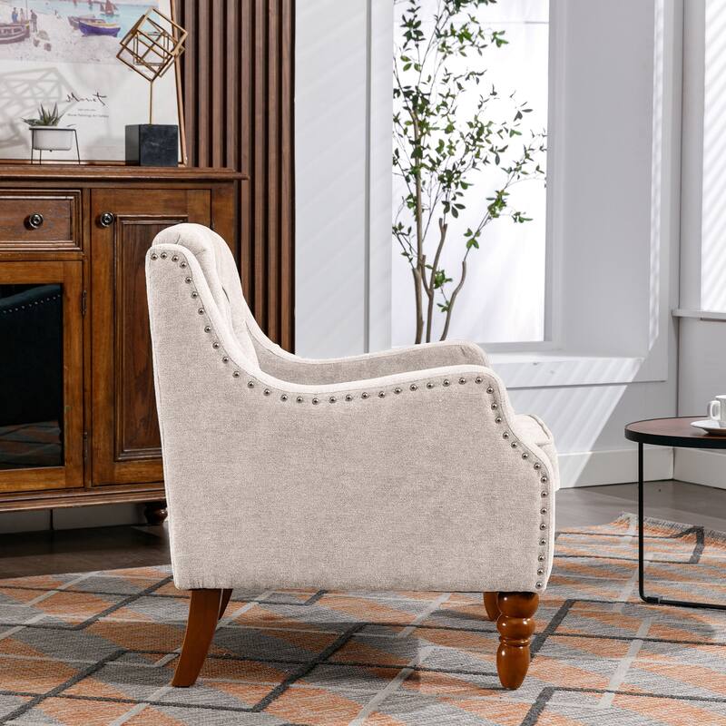 Ailsa Button-Tufted Upholstered Accent Chair by GDFStudio - 25.90"L x24.80"W x 29.50"H