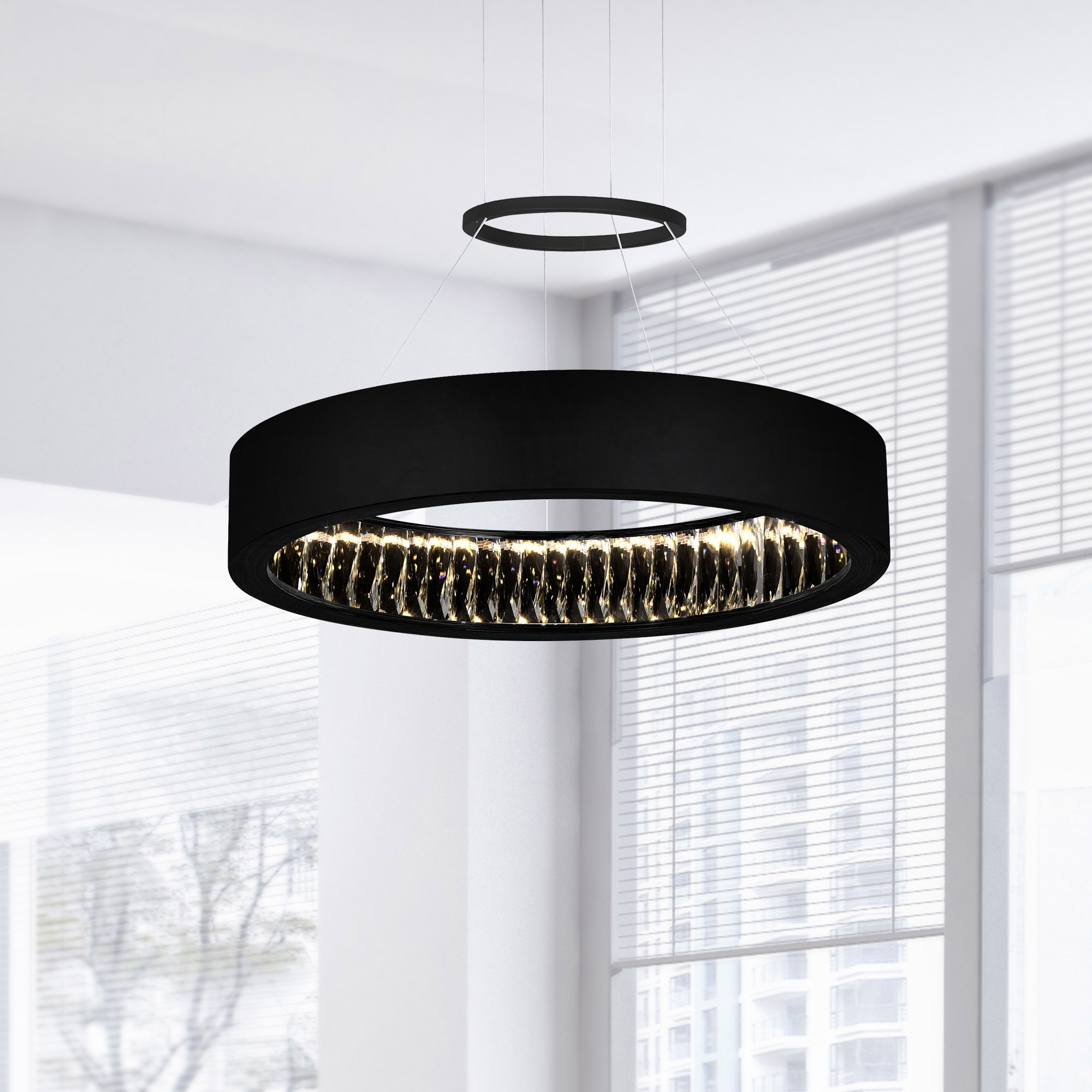 CWI Lighting Rosalina Integrated LED 20in Matte Black Chandelier - Matte Black