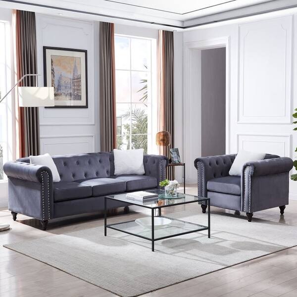 3 Pieces Living Room Sofa Sets including 3 Seat Sofa, Love seat and Sofa Chair, Five Pillows - Bed Bath & Beyond