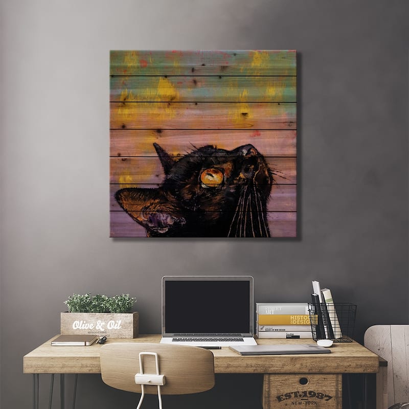 Fixed Gaze Print On Wood by Michael Creese - Multi-Color