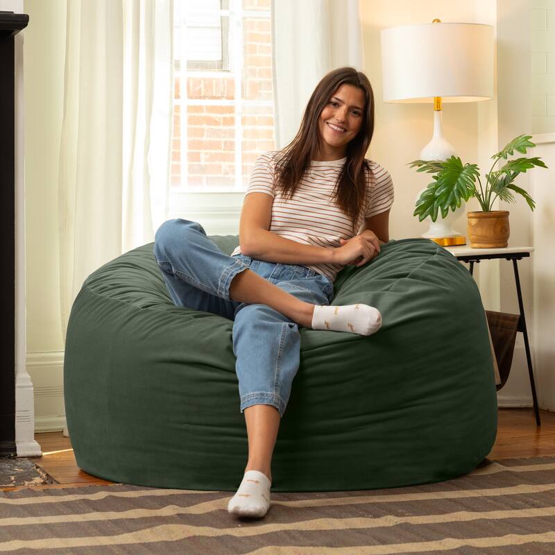 Jaxx Saxx 4ft - Large Round Bean Bag for Adults - Lush Velvet