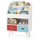 preview thumbnail 1 of 8, Gymax Kids Bookshelf w/3-Tier Bookshelves Open Compartment & 2 White