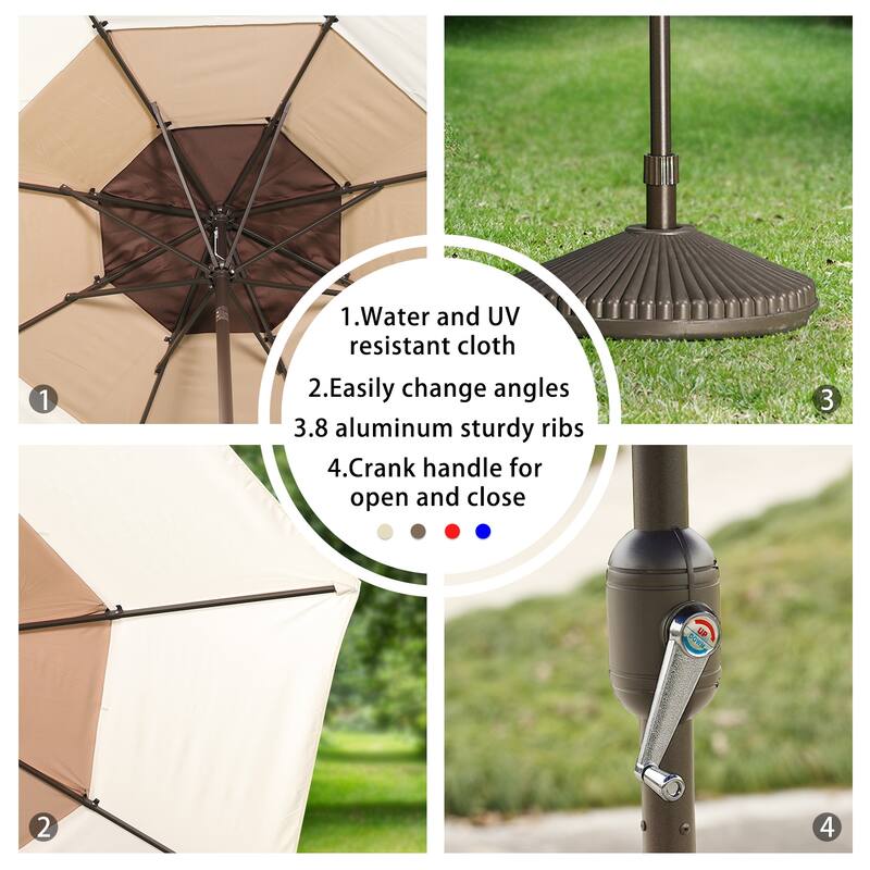 Aoodor Patio Umbrella 10 ft. for Dining Table Outdoor Market Yard Use 3 Tier Ventilation (Umbrella only)