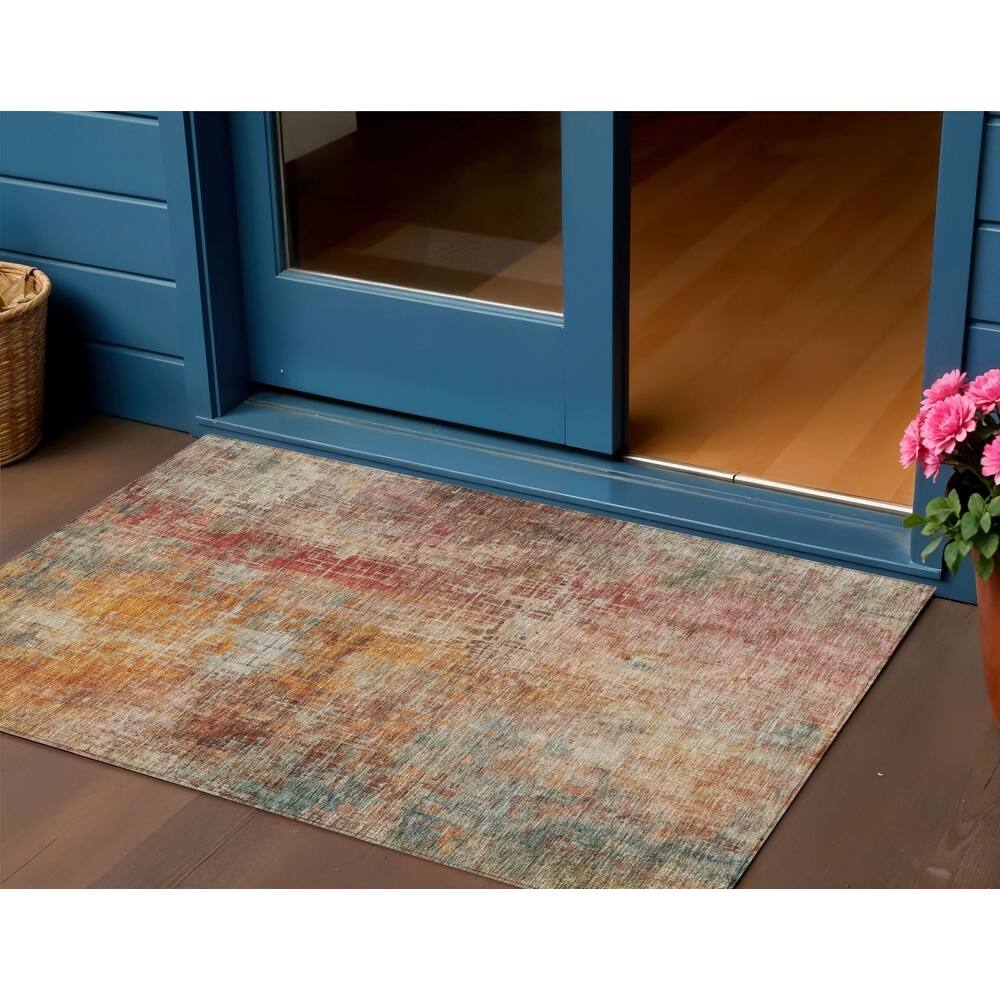 HomeRoots Abstract Transitional Rectangle Outdoor Rug