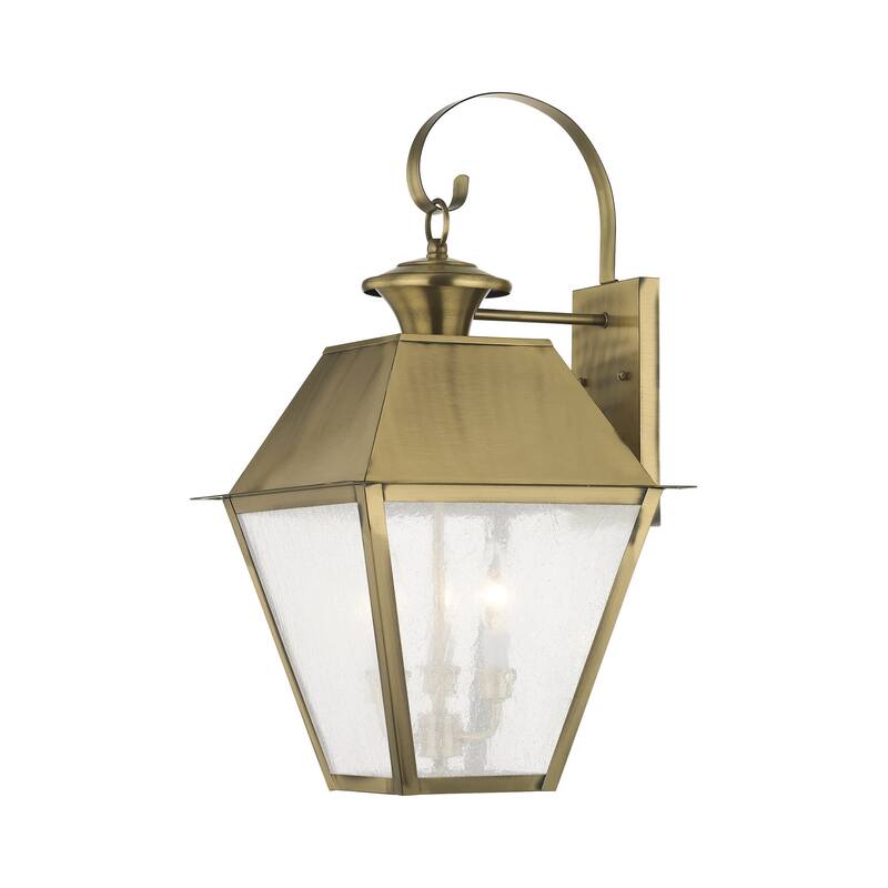 Livex Lighting Mansfield 2 Light 22" High Outdoor Wall Sconce - Antique Brass