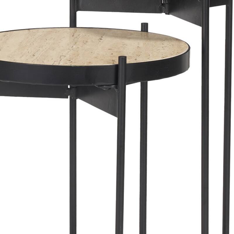 HomeRoots Set of Two Brown And Black Marble And Metal Nested Tables - 14.00 in. x 24.00 in. x 26.00 in.