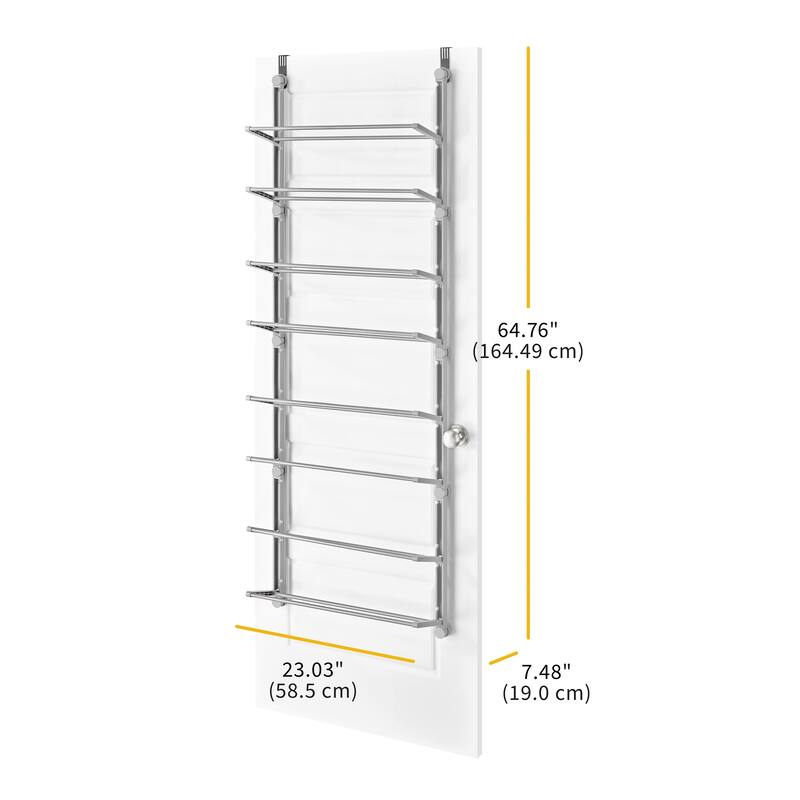 Whitmor 8-Tier Over the Door 24 Pair Metal and Resin Shoe Rack - Gray