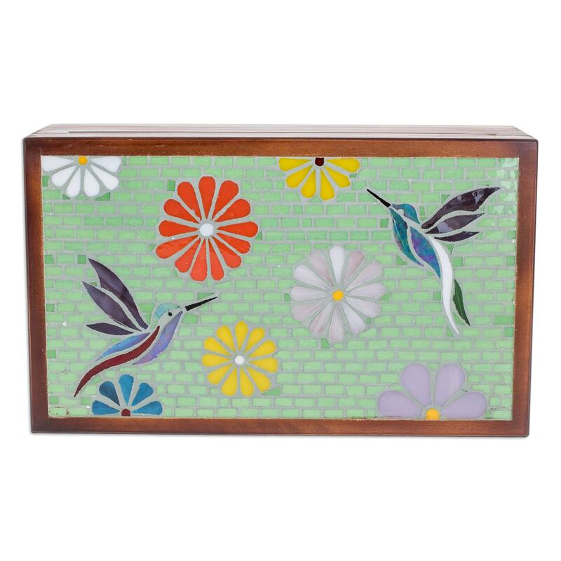 Novica Handmade Spring Visions Wood Tea Box