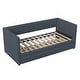 preview thumbnail 5 of 7, Twin Size Grey Corduroy Accent Daybed Sofa Bed Dual Storage Drawers & Wood Slat Modern Design