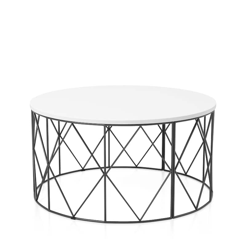 Brigid Modern 35-inch Steel Round Coffee Table by Furniture of America - White