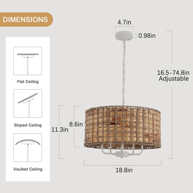 5-Light Candlestick Circle Hanging Farmhouse Chandelier Linear Island Chandelier Lighting for Dining Room