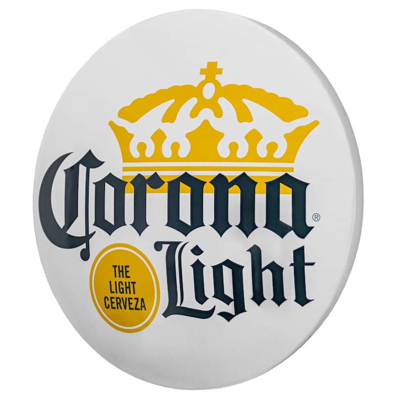 Corona Light Dome Shaped Metal Sign Wall Decor - White