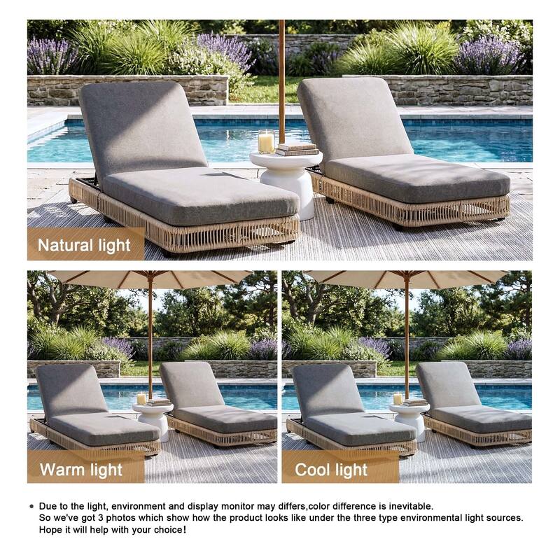 2-Piece Outdoor Chaise Lounge Chair with Adjustable Backrest Patio Pool Lounger