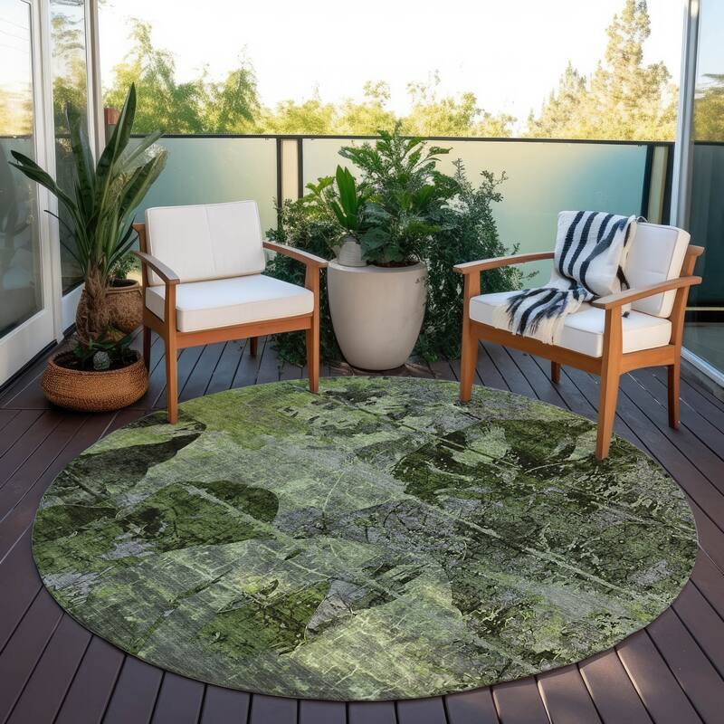 Mami Artistic Abstract Weather Resistant Classic Meets Modern Outdoor Rug