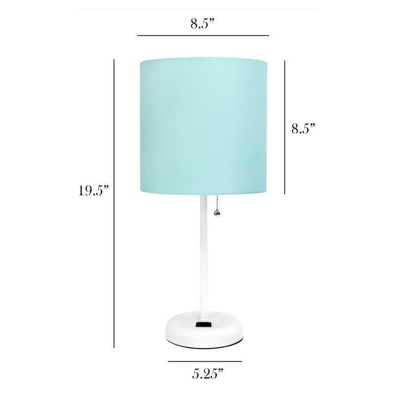 19.5 in. White Finish Table Lamp with Blue Shade, Sturdy Table Lamp for Living Rooms and Bedrooms