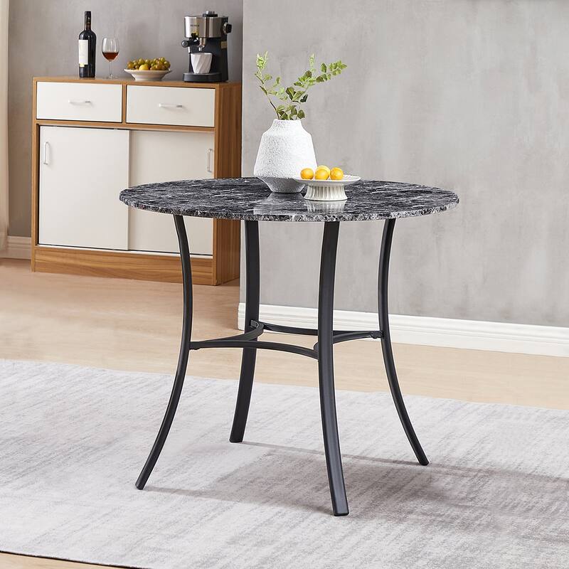 VECELO Round Dining Table, Metal Frame Dining Chairs, Modern Dining Table and Chairs Set for 2-4 People, 3 Options
