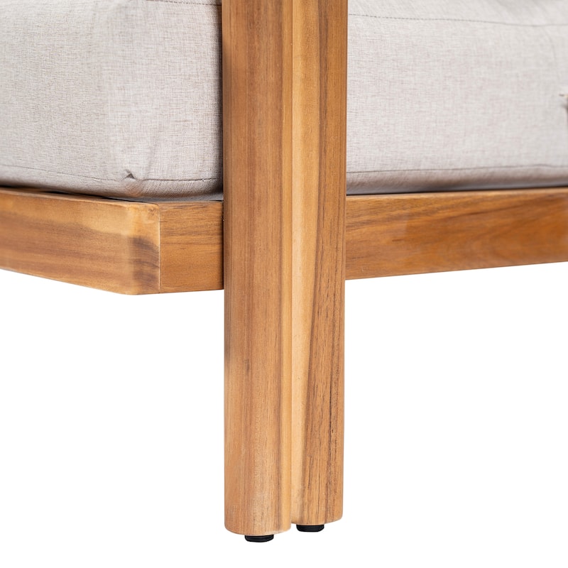 Christopher Knight Home - Outdoor Acacia Wood 3-Seater Sofa with Cushions