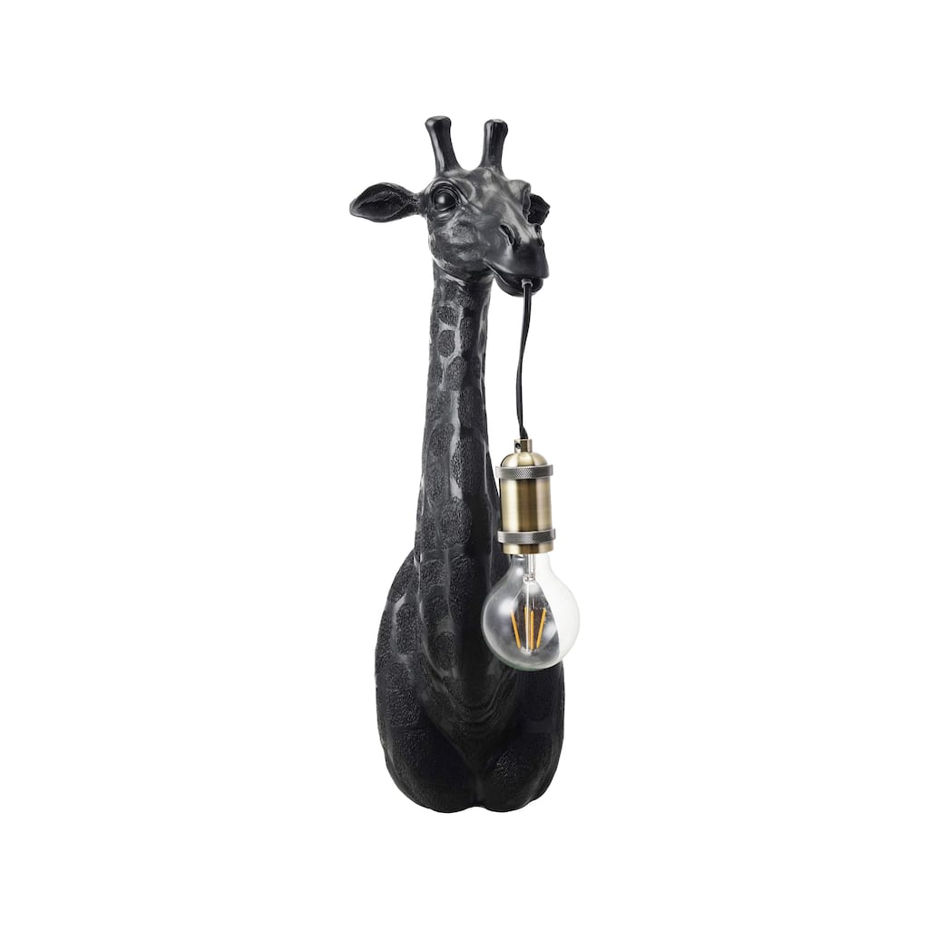 Resin and Metal Giraffe Wall Sconce with Inline Switch, Gold Finish, Black - 8.3"L x 7.9"W x 23.6"H