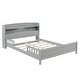 preview thumbnail 76 of 77, Pine Wood Platform Bed Low-Profile Bed Frame with Storage Headboard, Motion Sensor LED Light, Movable Guardrail, Slats Support