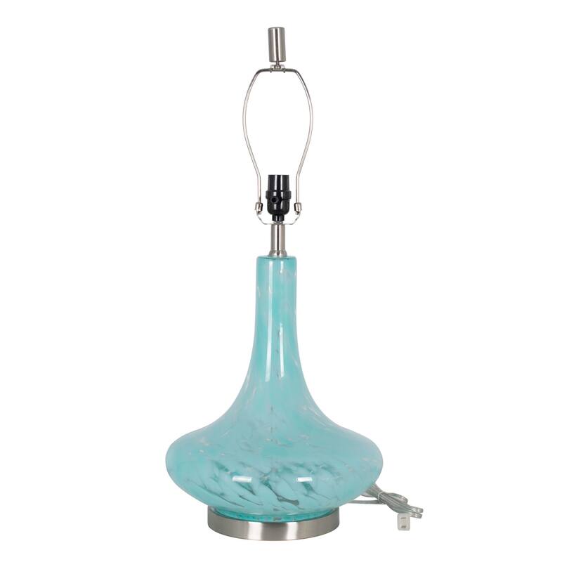 Glass 29" Table Lamp with Linen Shade, Blue (Set of 2)