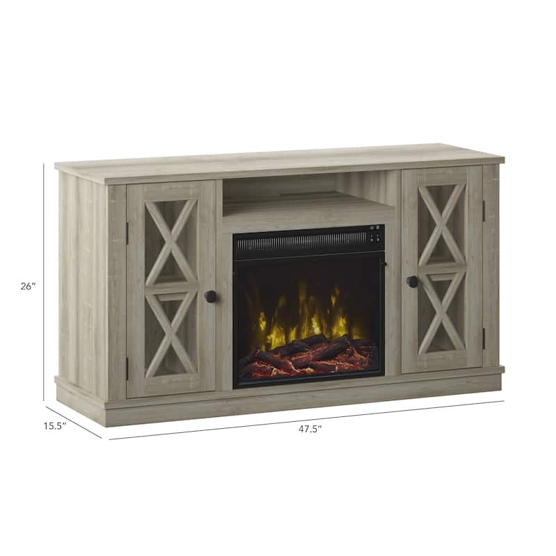 Modern Farmhouse TV Stand for TVs up to 55" with Electric Fireplace