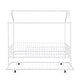 preview thumbnail 13 of 11, White Full Size Metal House Bed with Fence, Kids Bed with Trundle