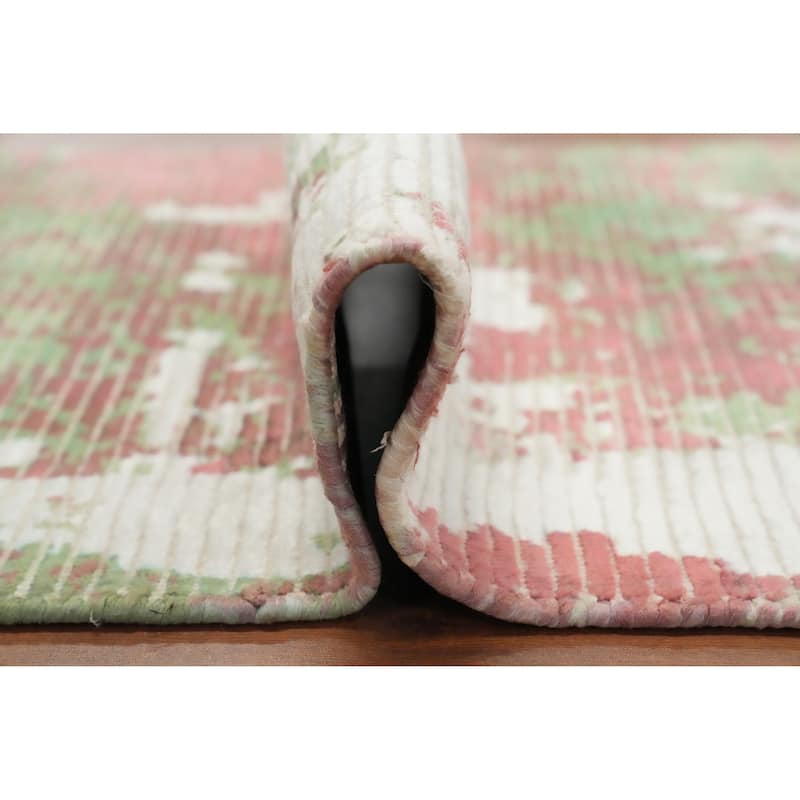 Hand Knotted Oriental Viscose Silk Carpet Modern All-Over Multi-Colored Abstract Area Rug - 3' 10'' X 2' 0''