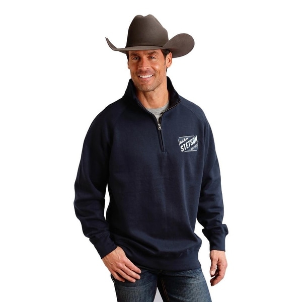 Stetson Western Sweatshirt Men 1/4 Zip Collar Navy
