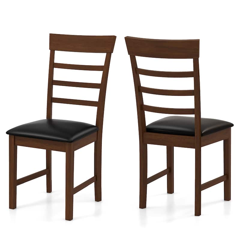 Gymax Wooden Dining Chair Set of 4 Pu Leather Upholstered Kitchen