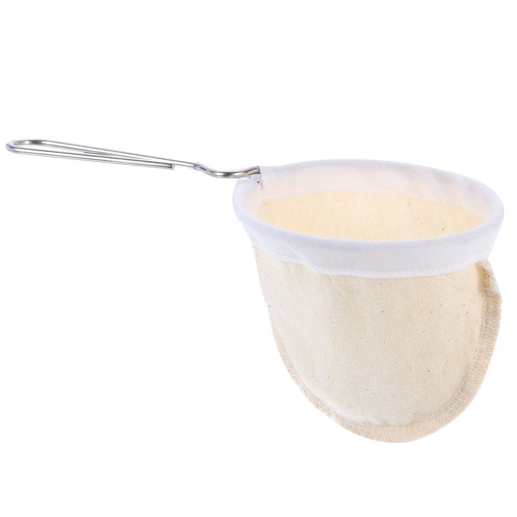 Cloth Coffee Filter, Cafe Sock Strainer with Stainless Steel Handle, Beige