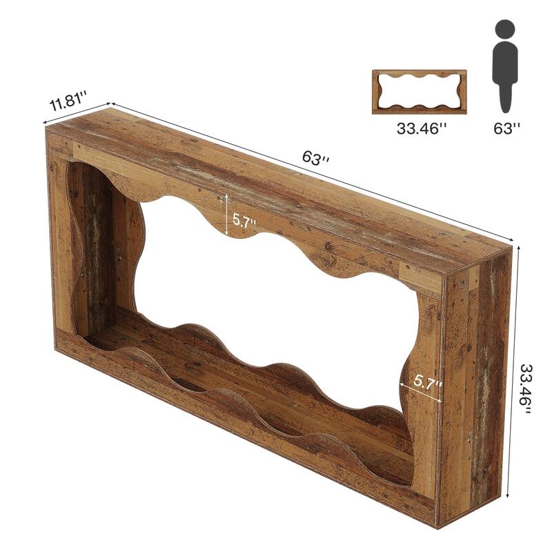 63-Inch Wood Console Table, Rectangular Entryway Table for Living Room, Rustic Brown