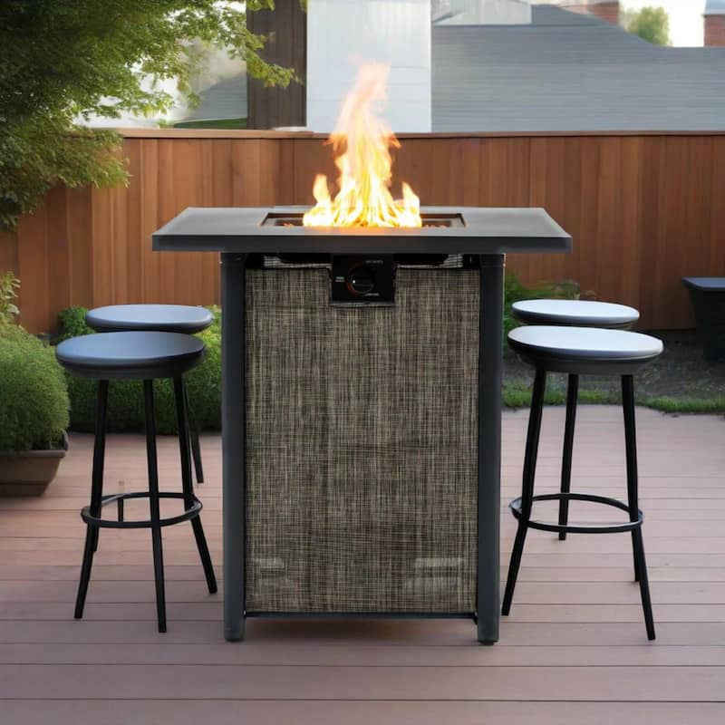 28" Propane Square Steel Gas Fire Pit with 50000 BTU