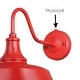 preview thumbnail 9 of 7, VAXCEL Dorado 1-Light Red and White Dusk to Dawn Sensor Farmhouse Outdoor Wall Sconce, Gooseneck Steel Shade, Dark Sky Compliant