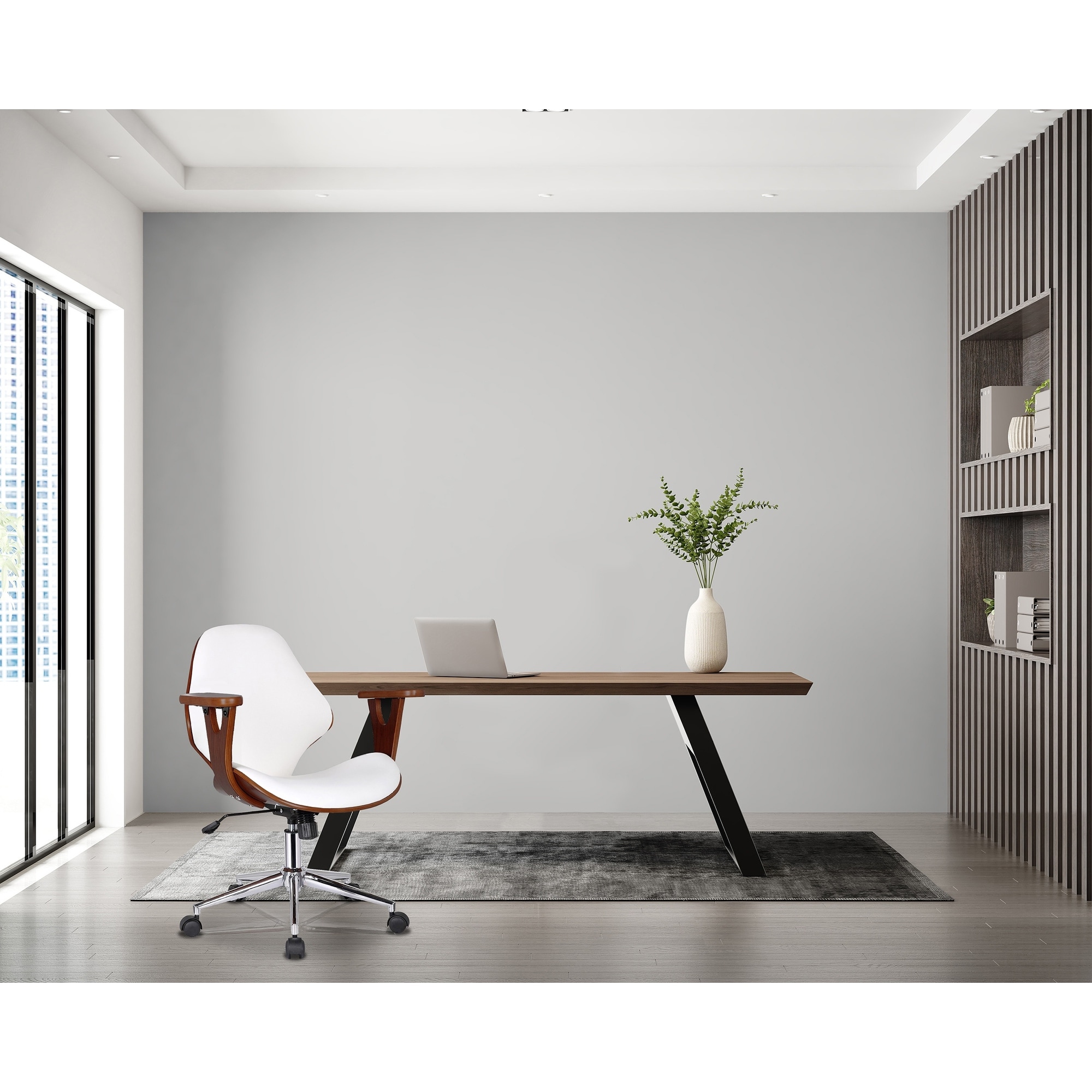 Lillian Faux Leather Mid-Century Office Chair with Chrome Base