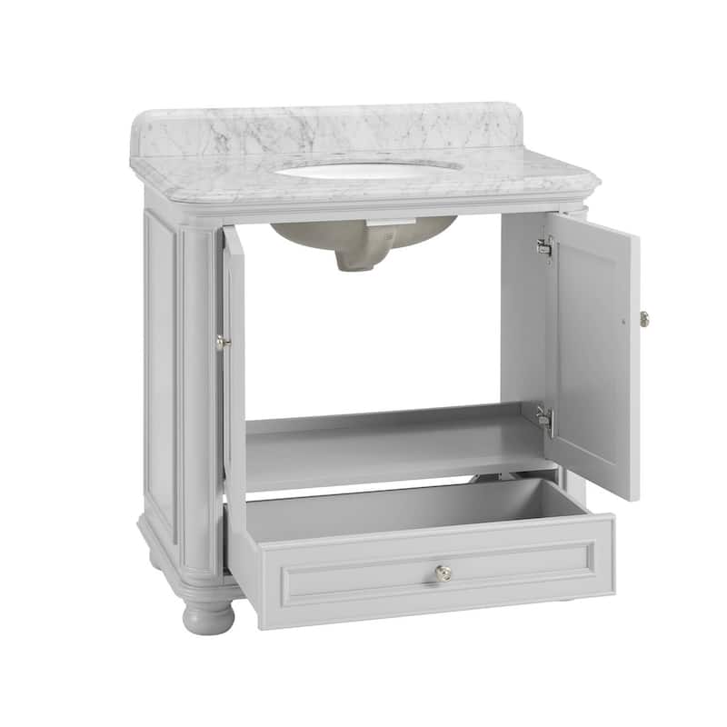 OasisAgave 30 in./ 36 in. Grey Bathroom Vanity with Marble Top Oval Sink