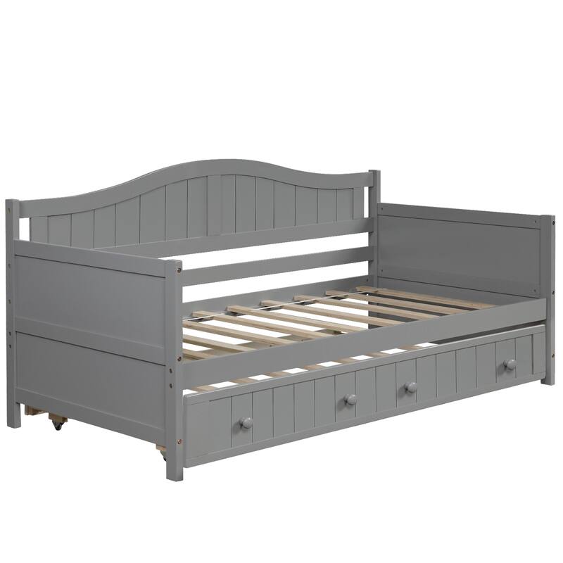 Twin Wooden Daybed with Trundle Bed