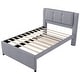 preview thumbnail 11 of 10, Full Size Upholstered Platform Bed with Adjustable Trundle for Versatile Guest Accommodation