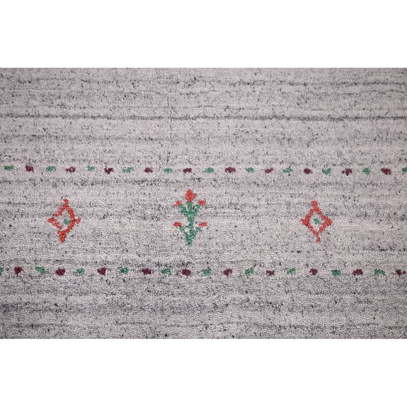 Gabbeh Indian Area Rug Hand-Knotted Tribal Beige Wool Carpet - 6'8"x 8'1"