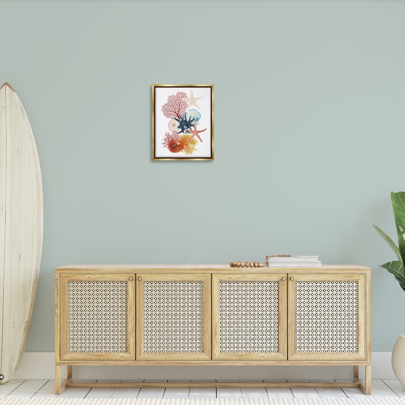 Stupell Coral & Undersea Creatures Framed Floater Canvas Wall Art Design By Ramona Murdock